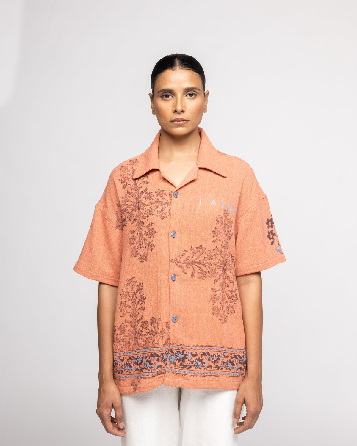 Coral Hemp Block Printed - Shirt