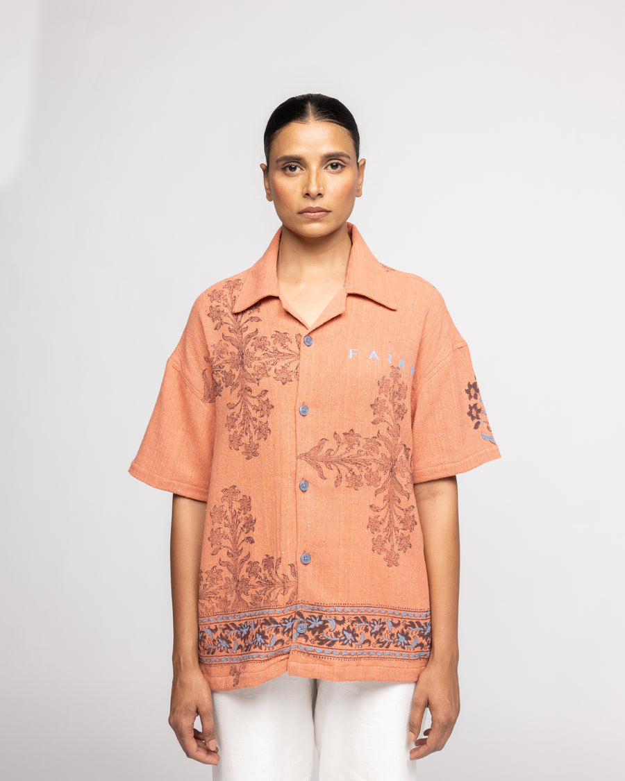 Coral Hemp Block Printed - Shirt