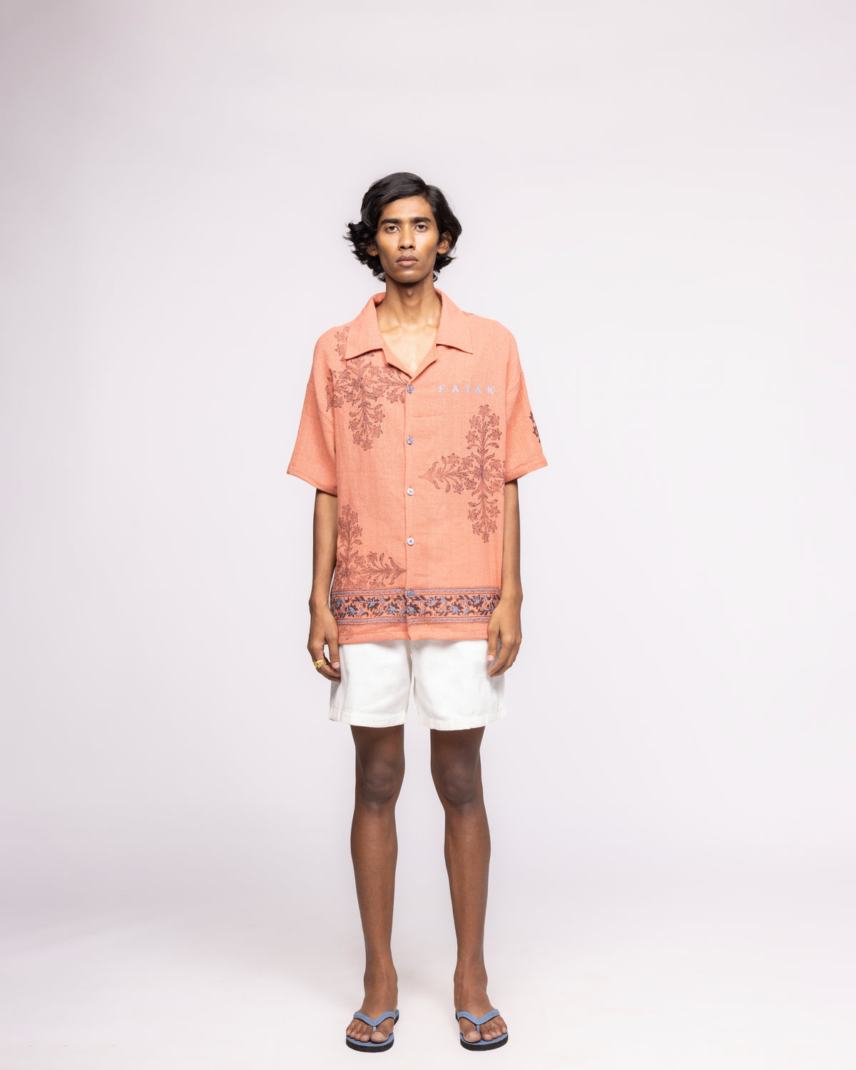 Coral Hemp Block Printed - Shirt