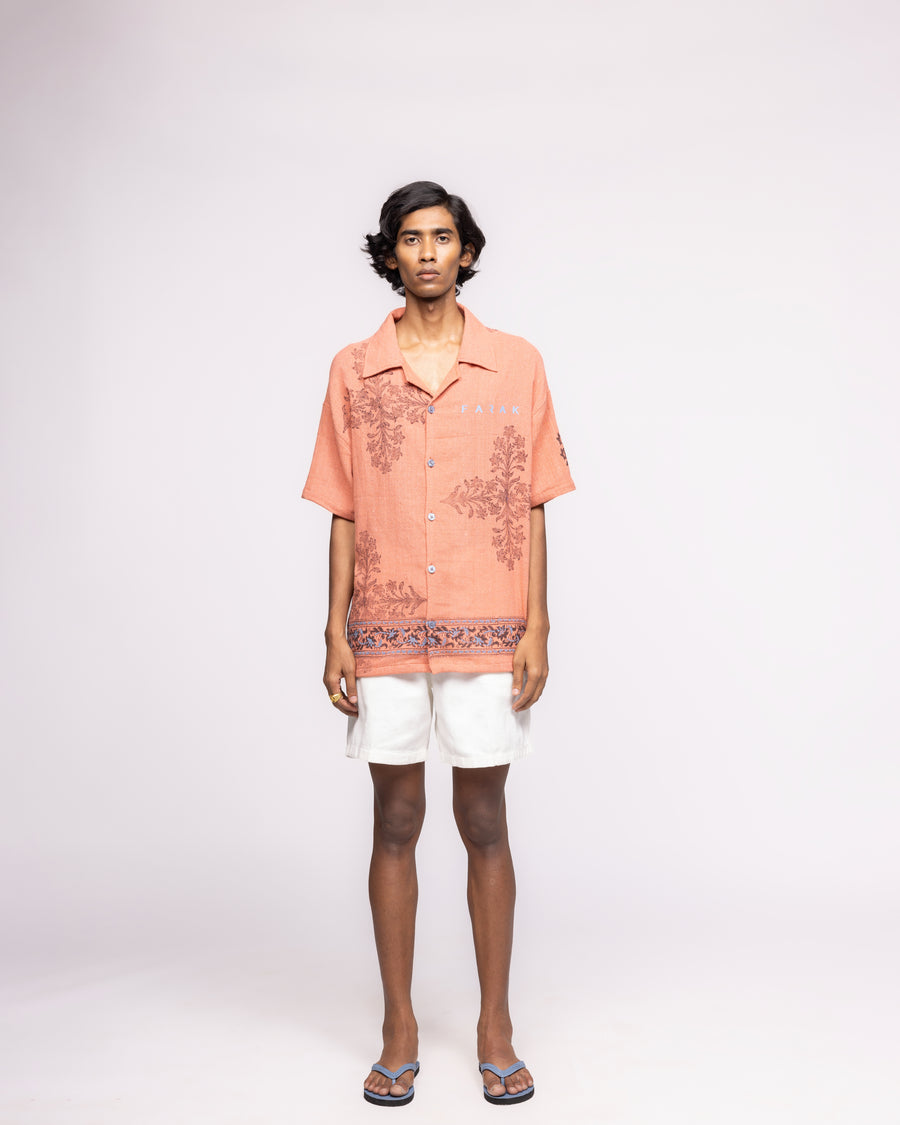 Coral Hemp Block Printed - Shirt