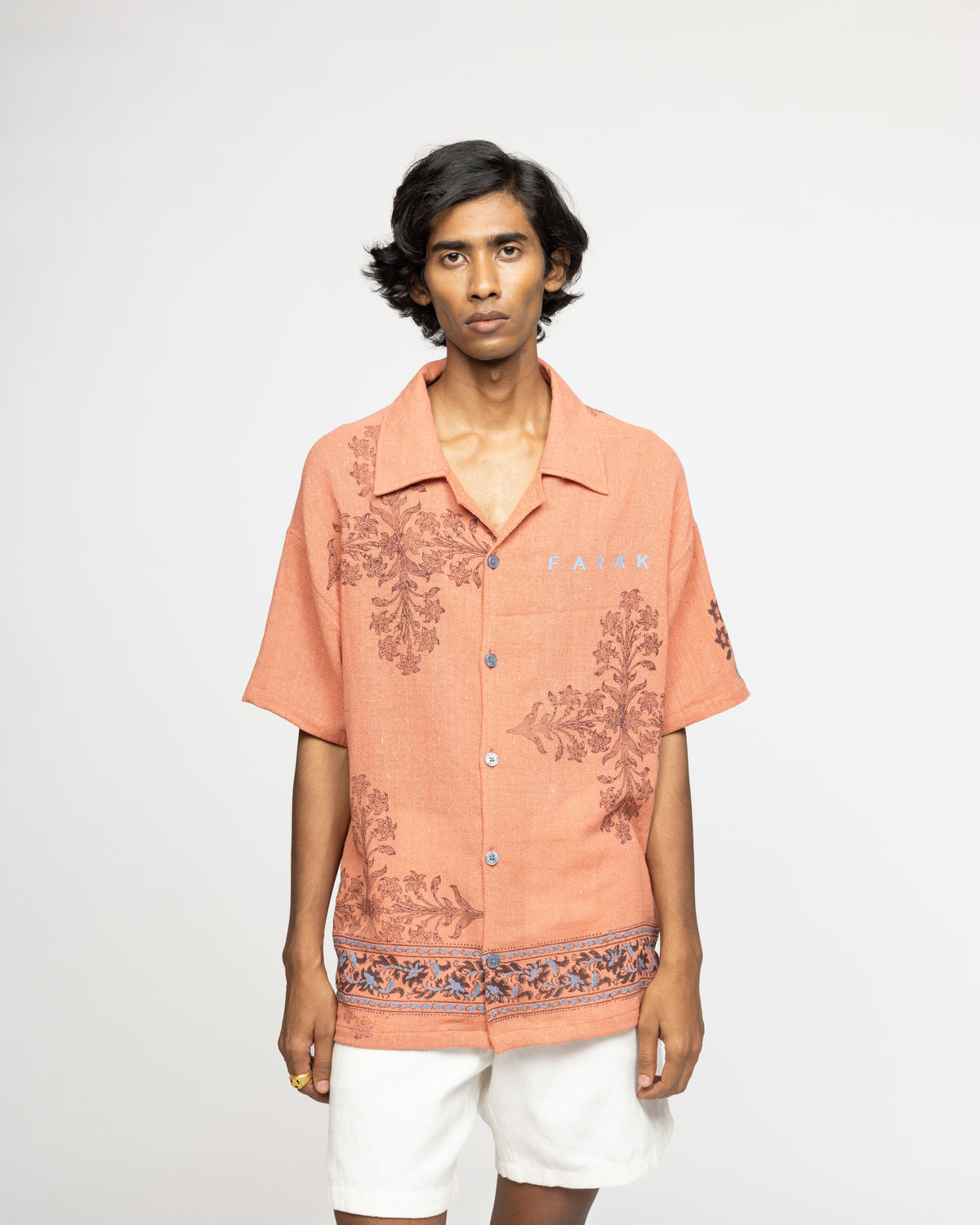 Coral Hemp Block Printed - Shirt