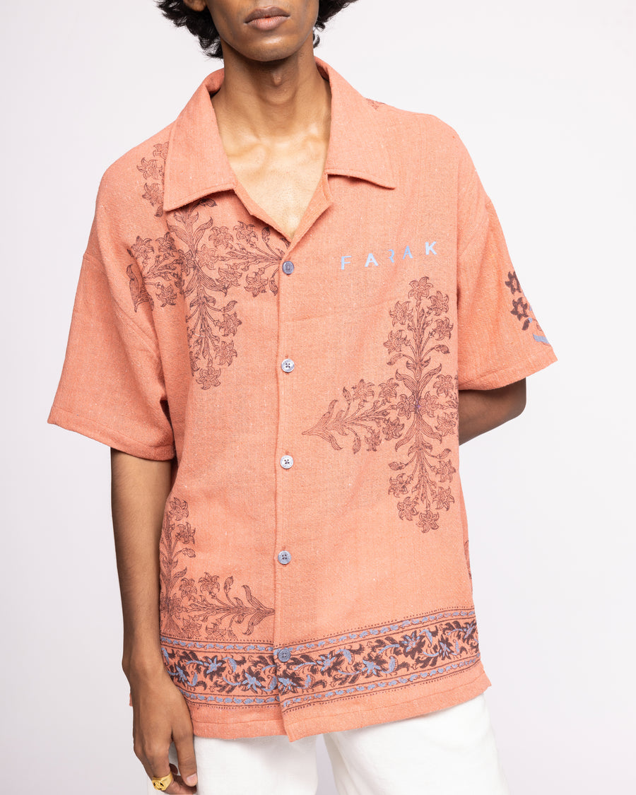 Coral Hemp Block Printed - Shirt