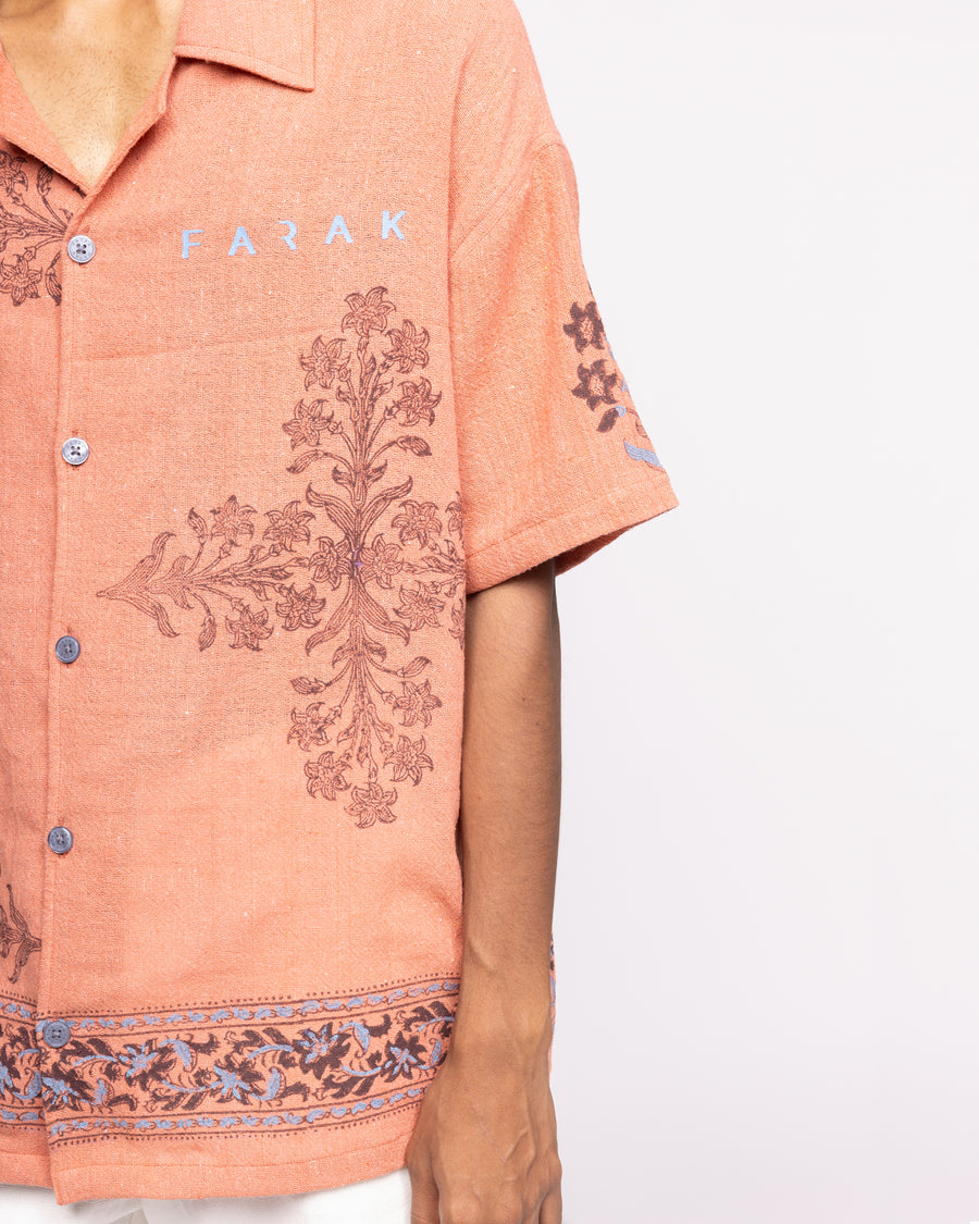 Coral Hemp Block Printed - Shirt
