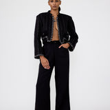 striped kantha cropped jacket