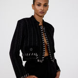 striped kantha cropped jacket