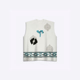 Sleeveless Block-printed T-shirt