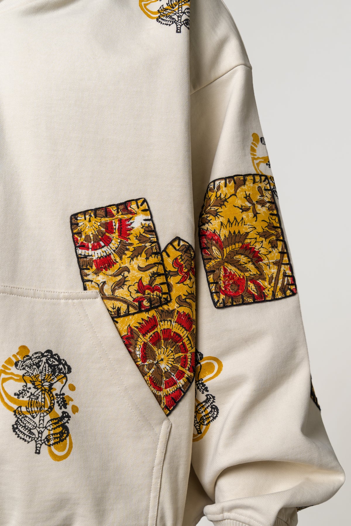 Mustard Blockprinted Hoodie