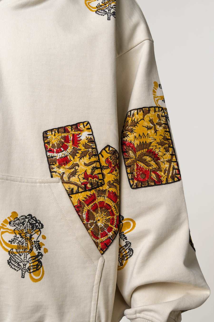 Mustard Blockprinted Hoodie