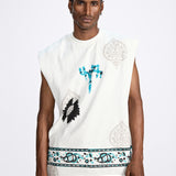 Sleeveless Block-printed T-shirt